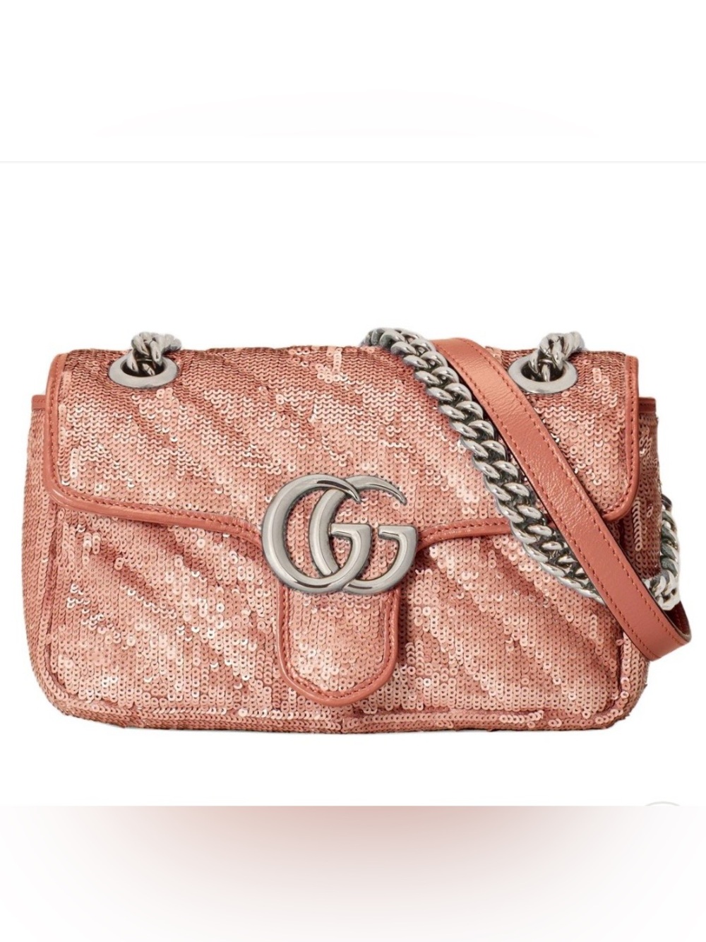 Gucci Rose Pink Sequin GG Marmont Crossbody Bag